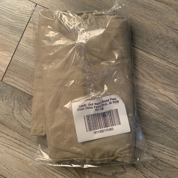 NWT LANDS' END MEN'S BLEND PLAIN FRONT CHINO PANTS KHAKI 36 - Picture 7 of 7